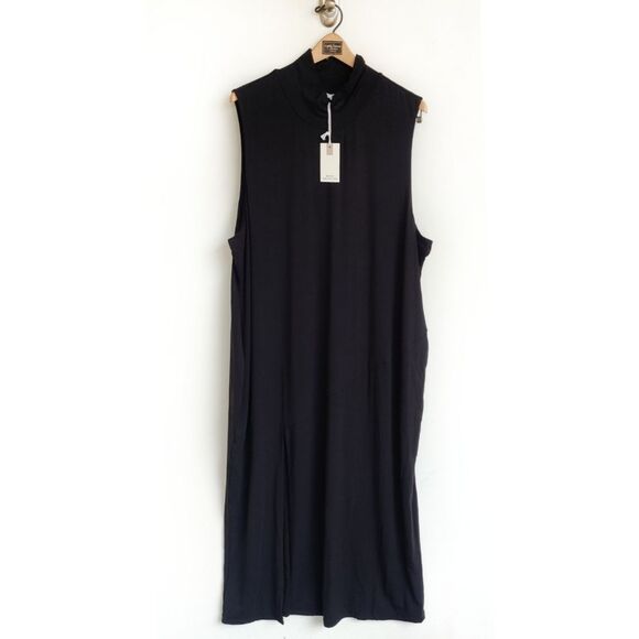 Good American Black Sleeveless Mock Neck Dress Size 5XL New With Tags - Picture 2 of 11